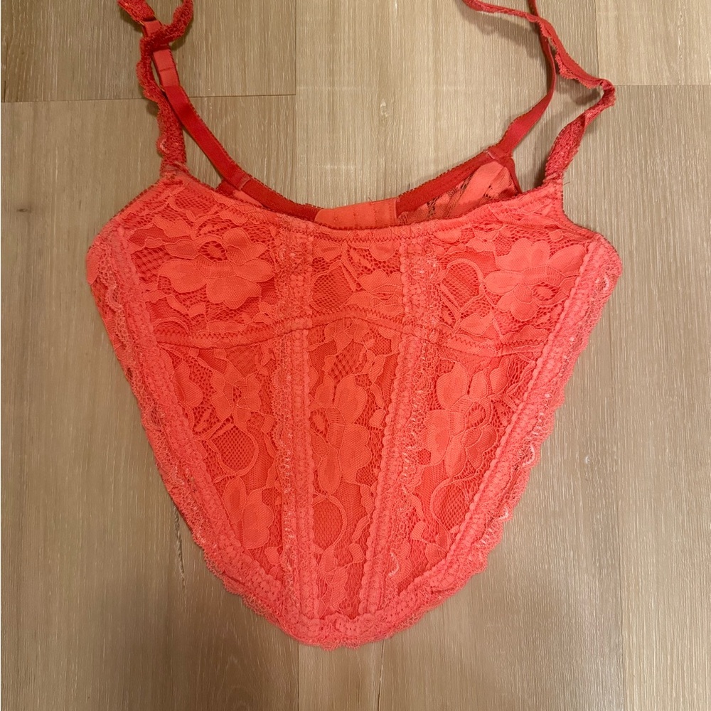 Orange Lace Corset Top